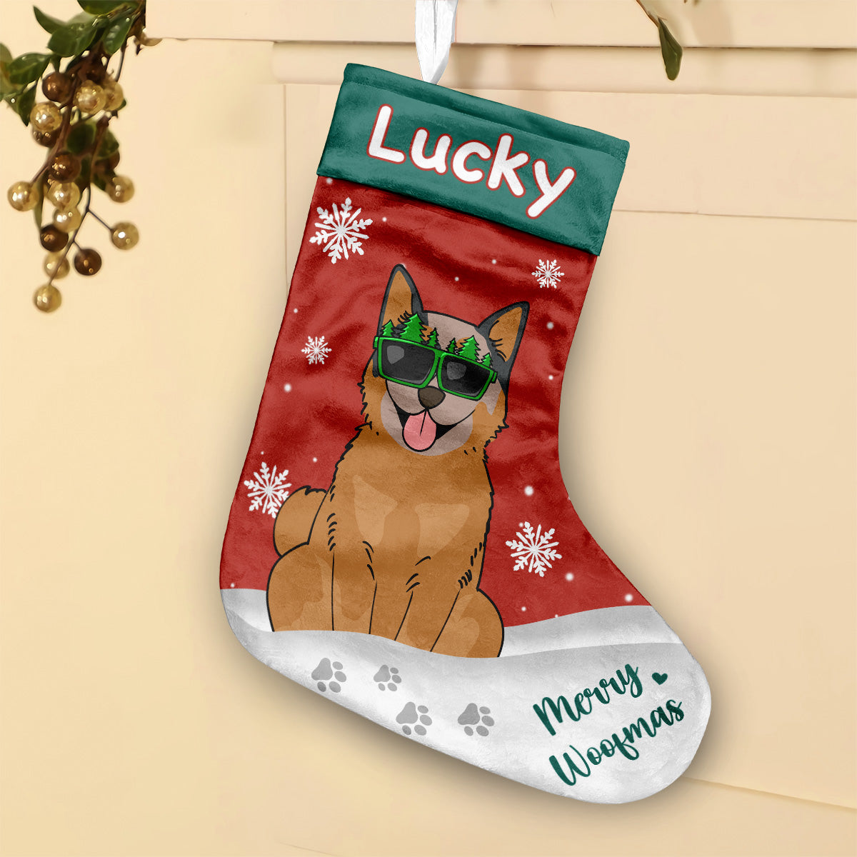 Joyeux Woofmas - Chaussettes de Noël personnalisées pour chiens