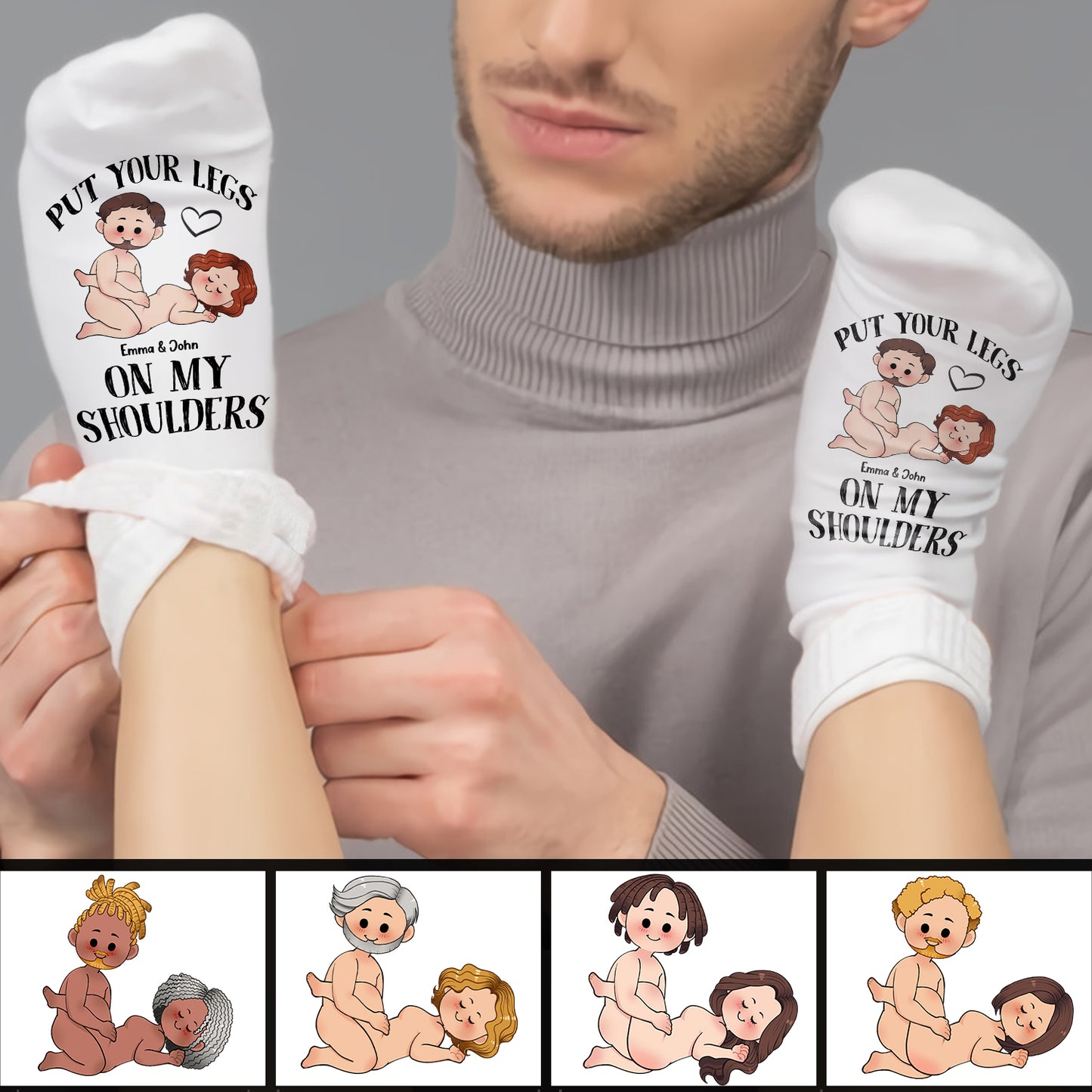 Put Your Legs On My Shoulders - Personalized Couple Socks