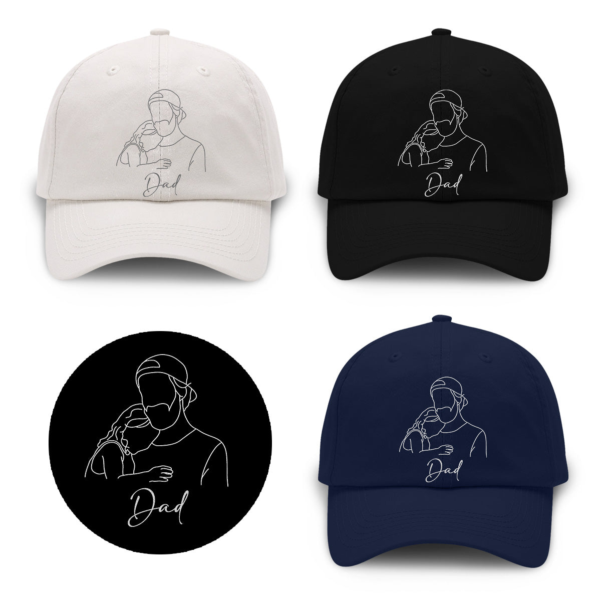Custom Photo - Personalized Step Dad Embroidered Classic Cap