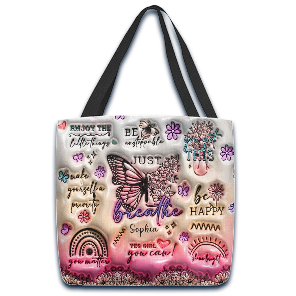 Positive Affirmations Butterfly - Personalized Butterfly Tote Bag