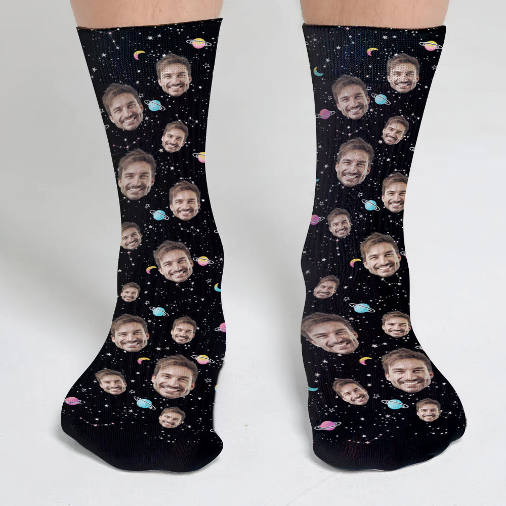 Custom Face Galaxy – Personalisierte Socken für Stiefväter
