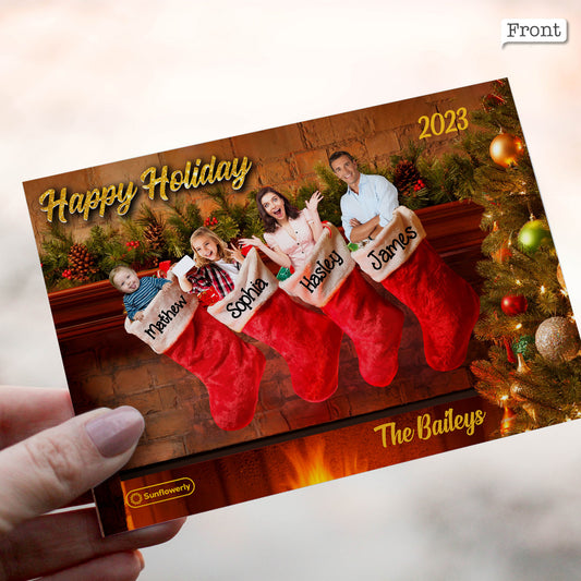 Merry Christmas Stocking Stuffers Photo Upload - Personalized QR Greeting Card