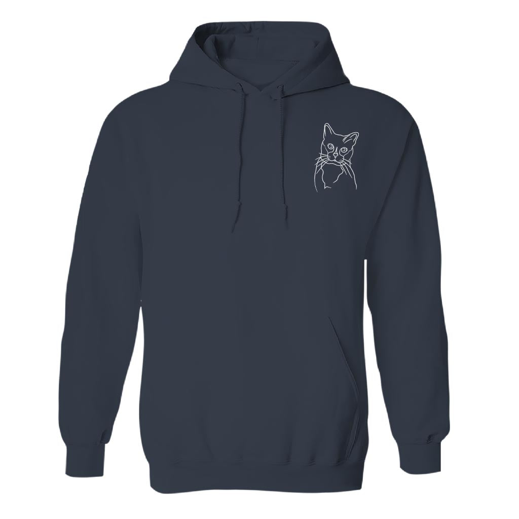 Custom Line Art - Personalized Cat Embroidered Hoodie