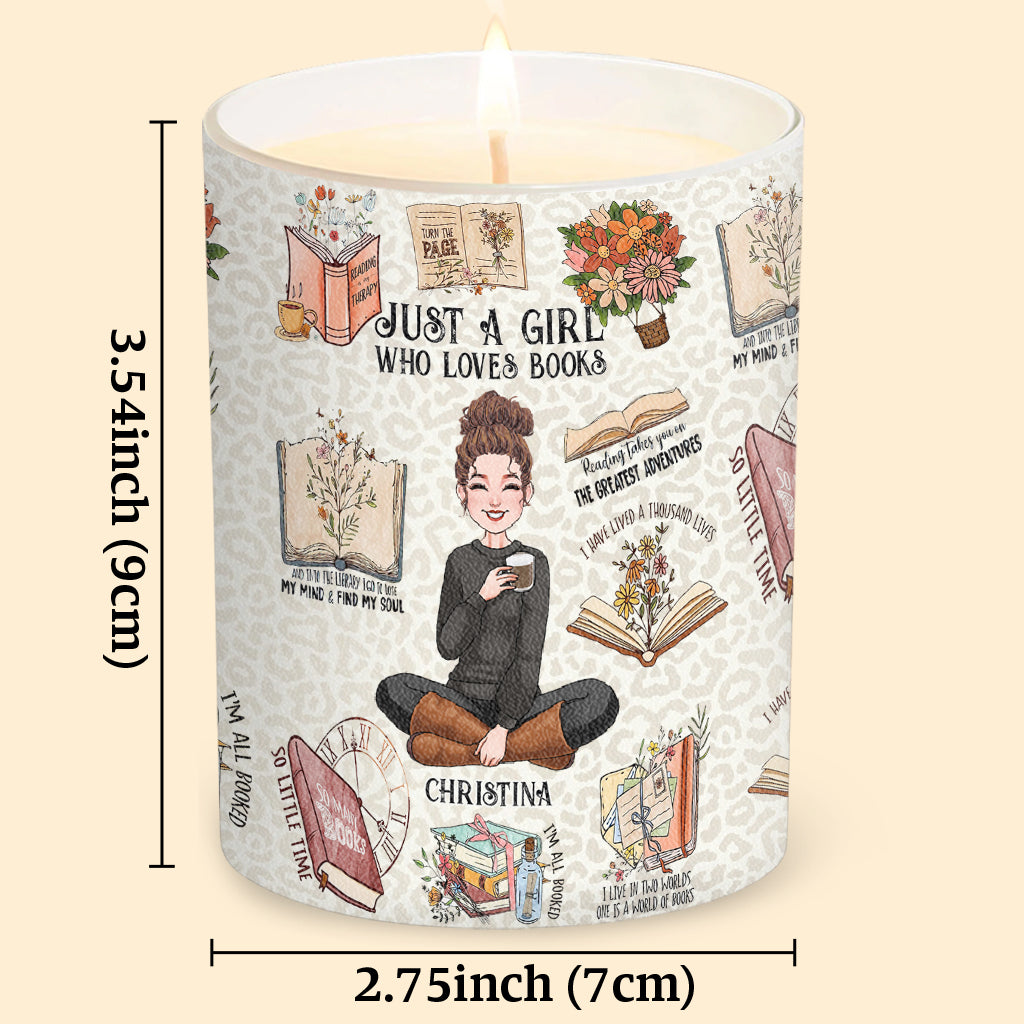 Just A Girl Who Loves Books - Personalized Book Candle With Wooden Lid