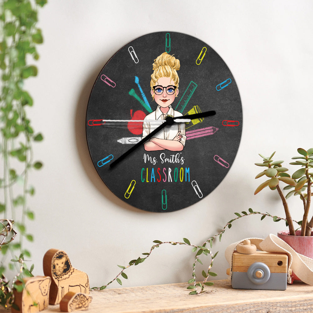 Salle de classe de l'enseignant - Horloge murale personnalisée pour enseignants