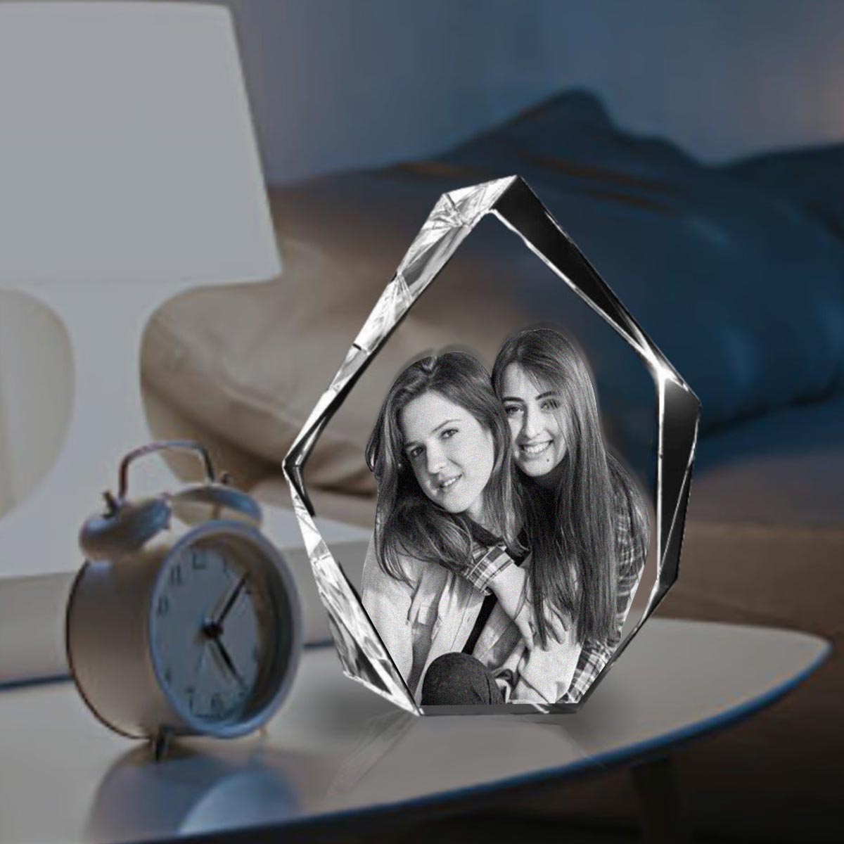 Custom Photo - Personalized Sibling Laser Engraving 3D Iceberg Shaped Crystal Lamp
