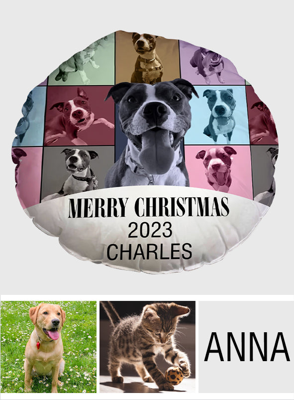 Frohe Weihnachten Version – Personalisiertes Kissen in Hundeform