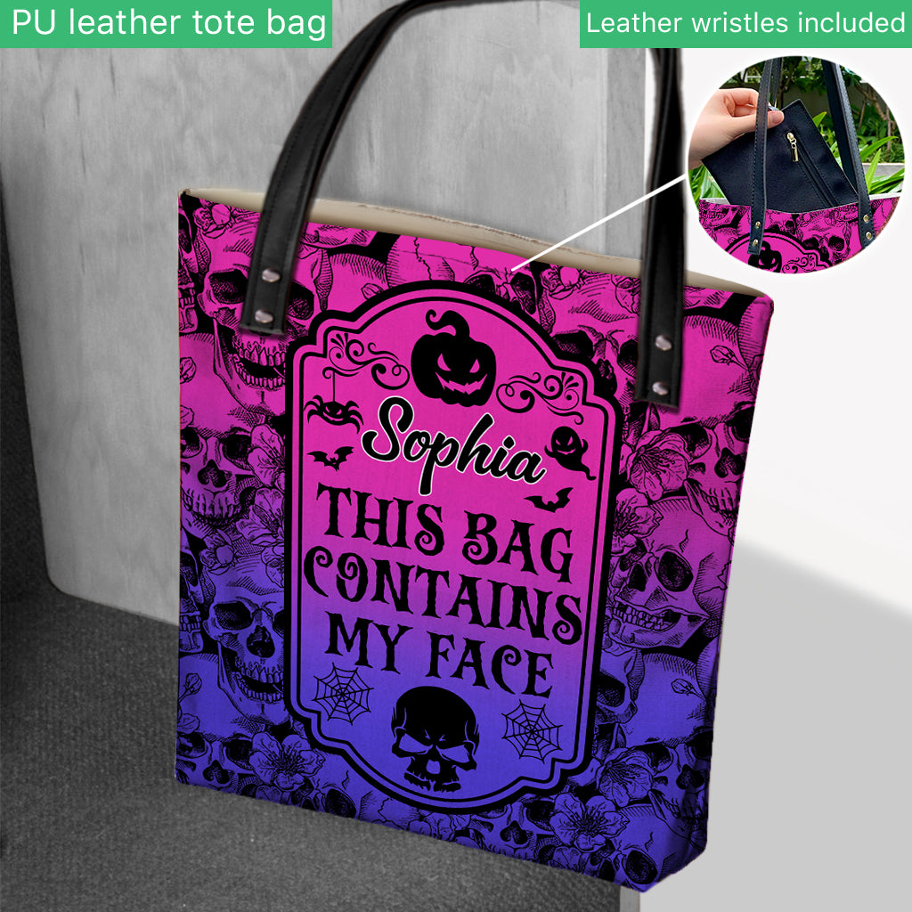 This Bag Contains My Face - Personalized Skull Tote Bag