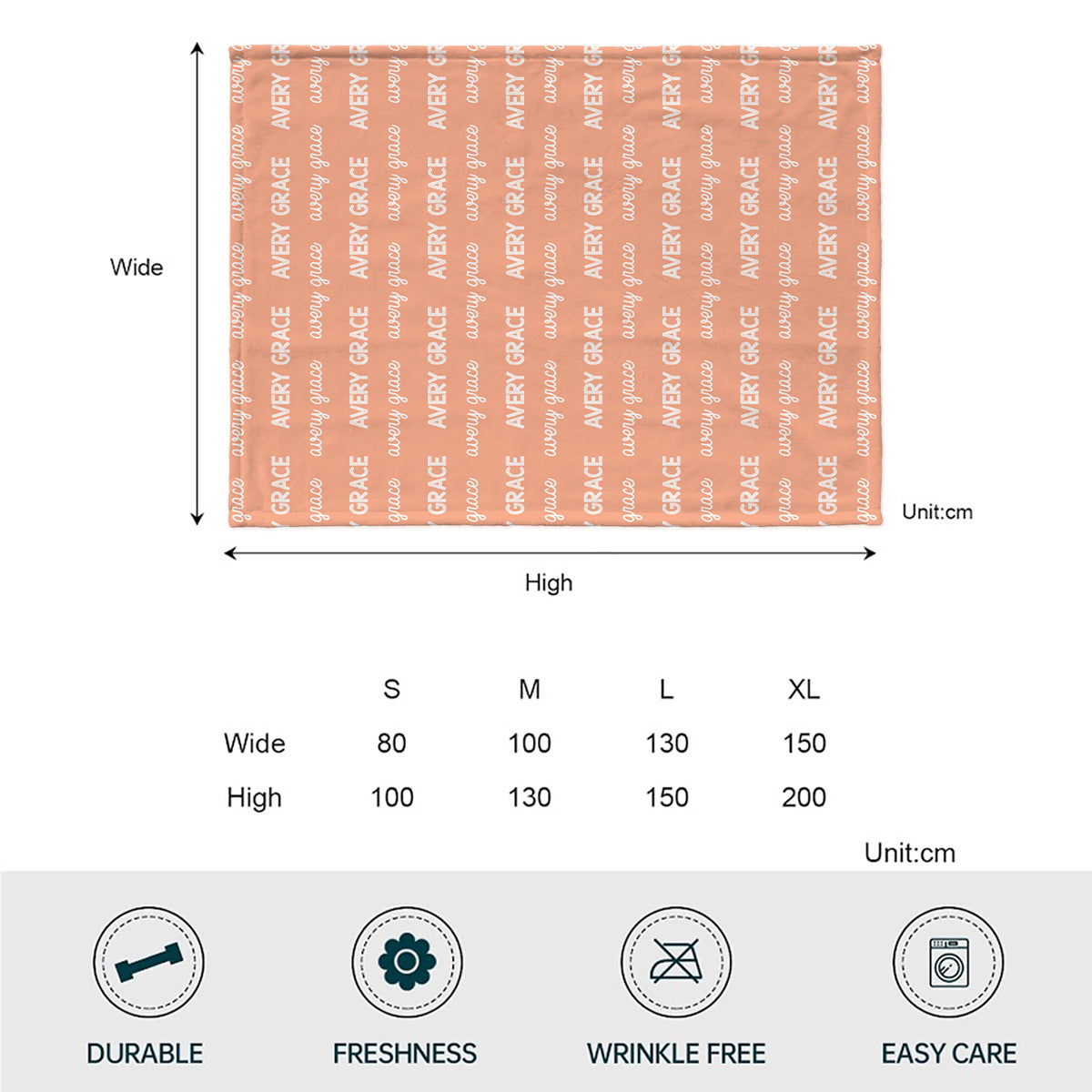 Couverture personnalisée pour petite-fille - Motif avec nom