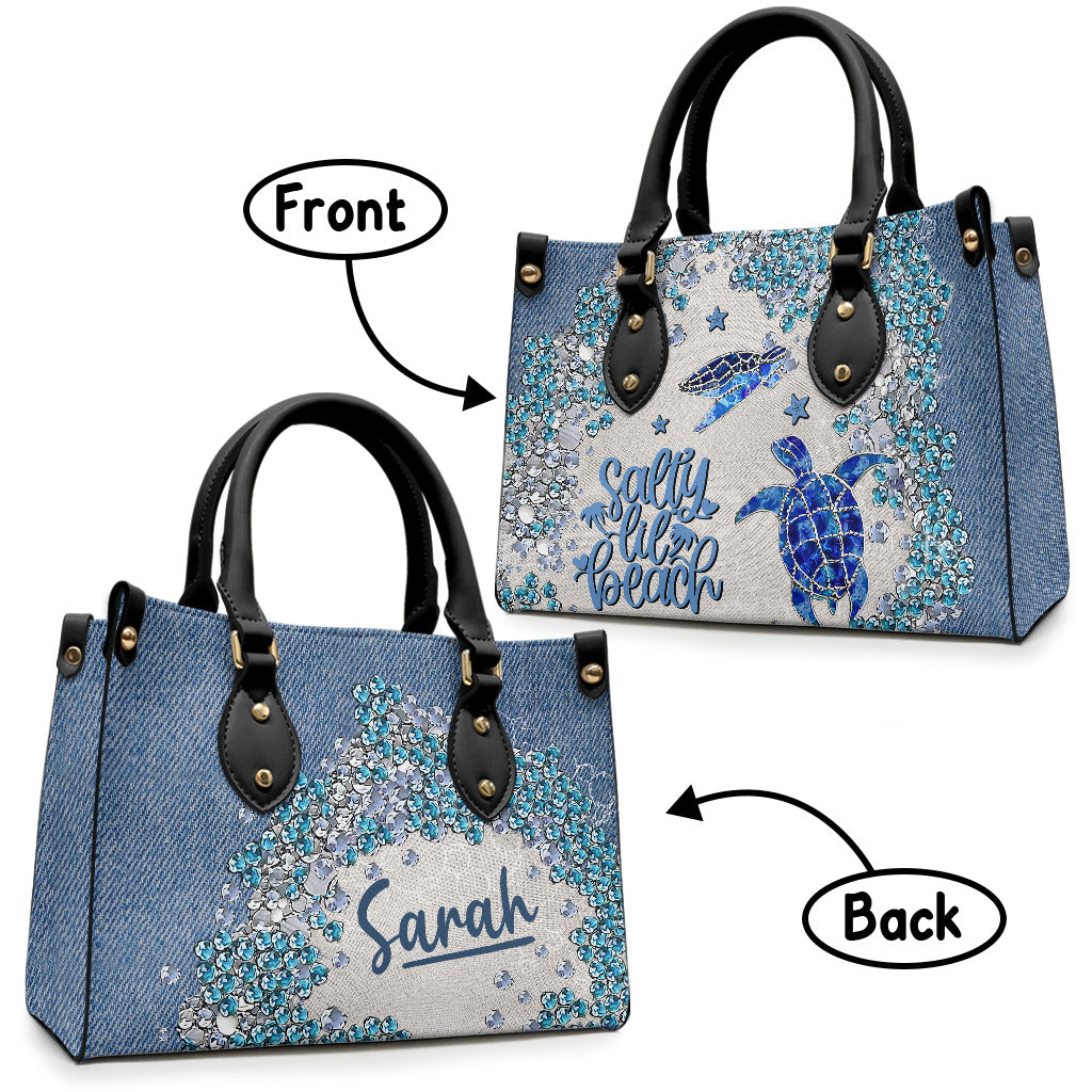 Turtle Bling - Personalized Turtle Leather Handbag