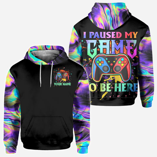 I Paused My Game To Be Here - Personalized Video Game All Over Shirt