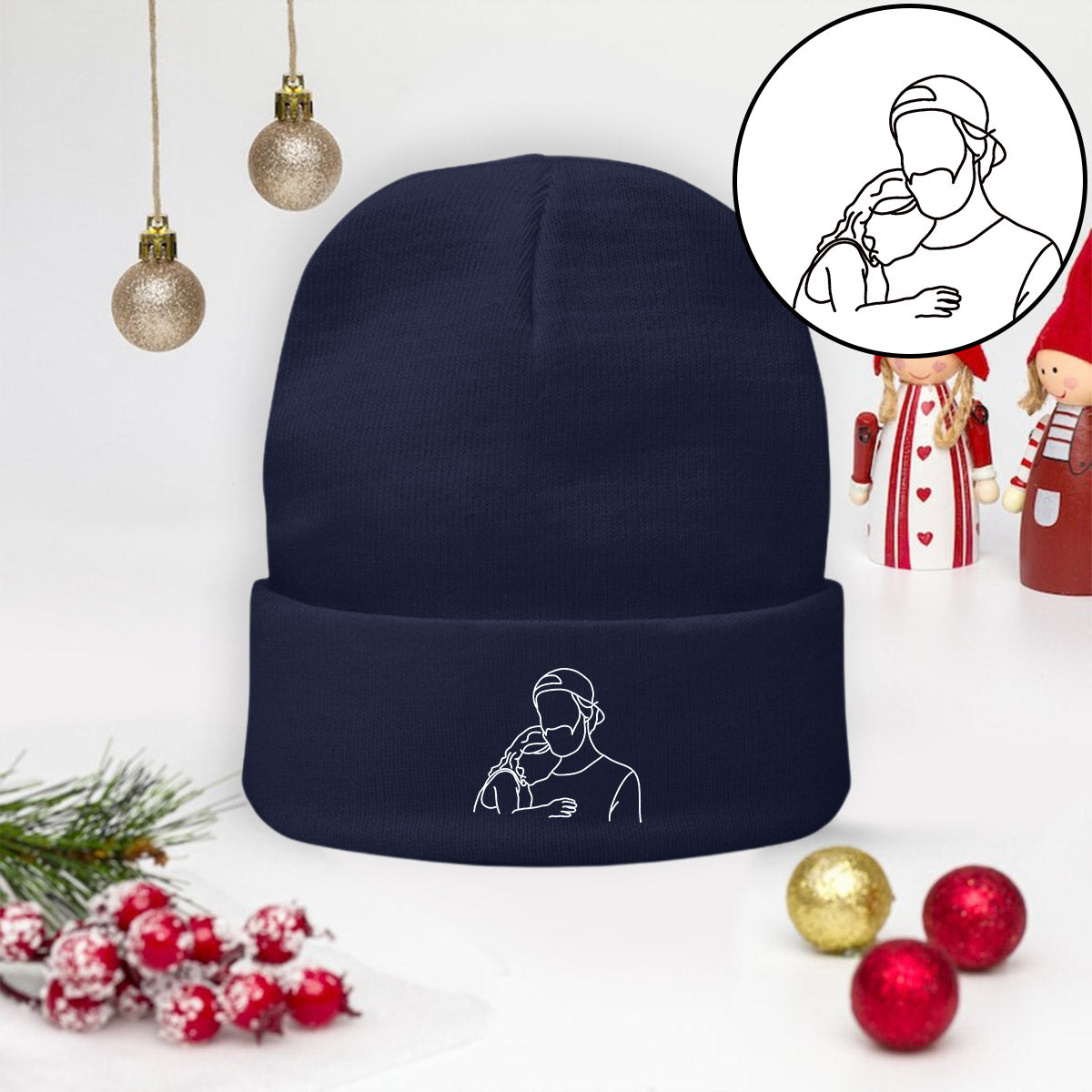 Custom Photo - Personalized Step Dad Embroidered Beanie