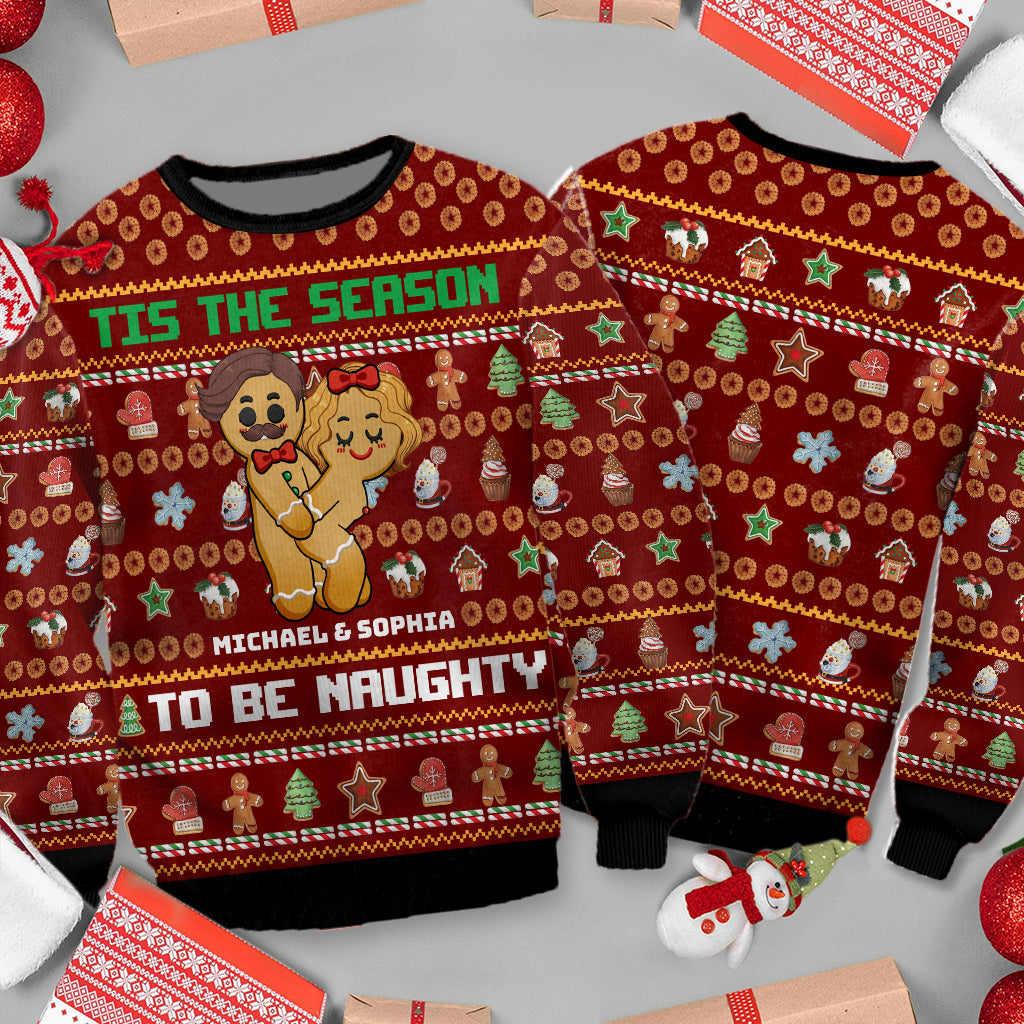 Tis The Season To Be Naughty - Personalized Couple Ugly Sweater