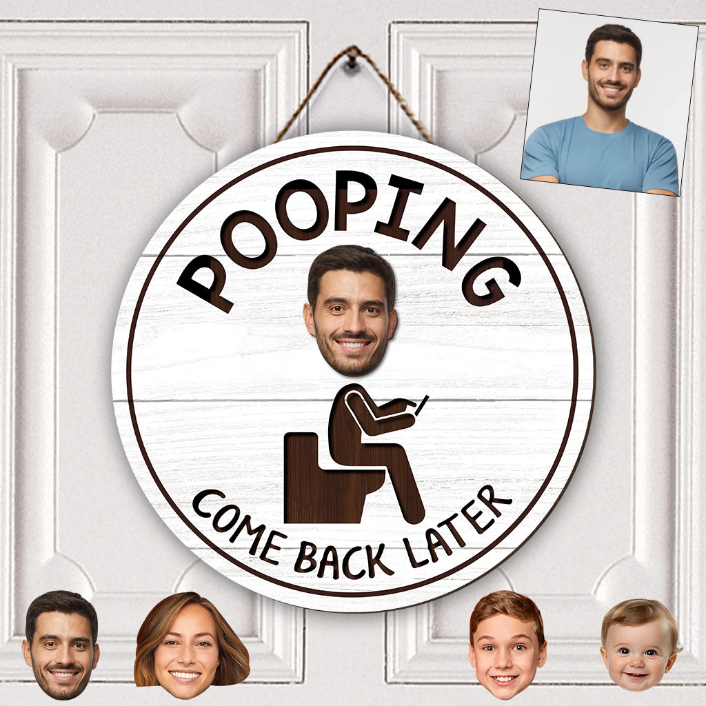 Funny Bathroom Sign - Personalized Couple Interchangeable Wood Sign