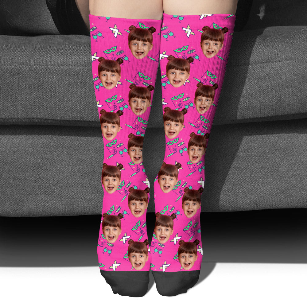 Custom Face Party Pattern - Personalized Kid Socks