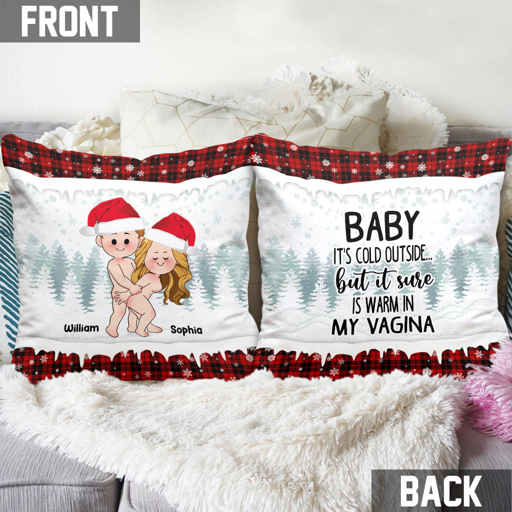 Baby It's Cold Outside - Personalized Couple Throw Pillow