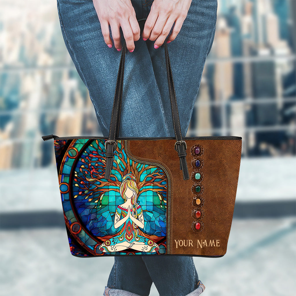 Namaste Green - Personalized Yoga Leather Bag