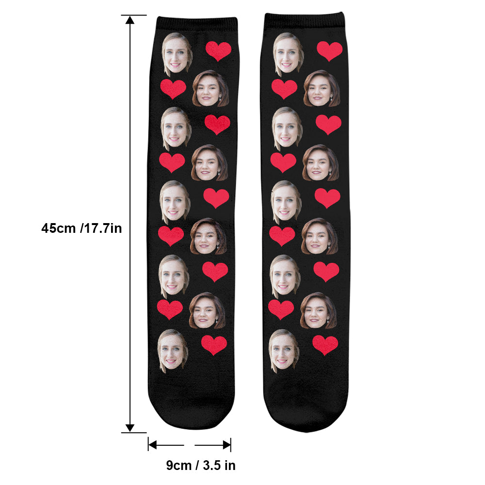 Custom Face Heart Pattern - Personalized Bestie Socks