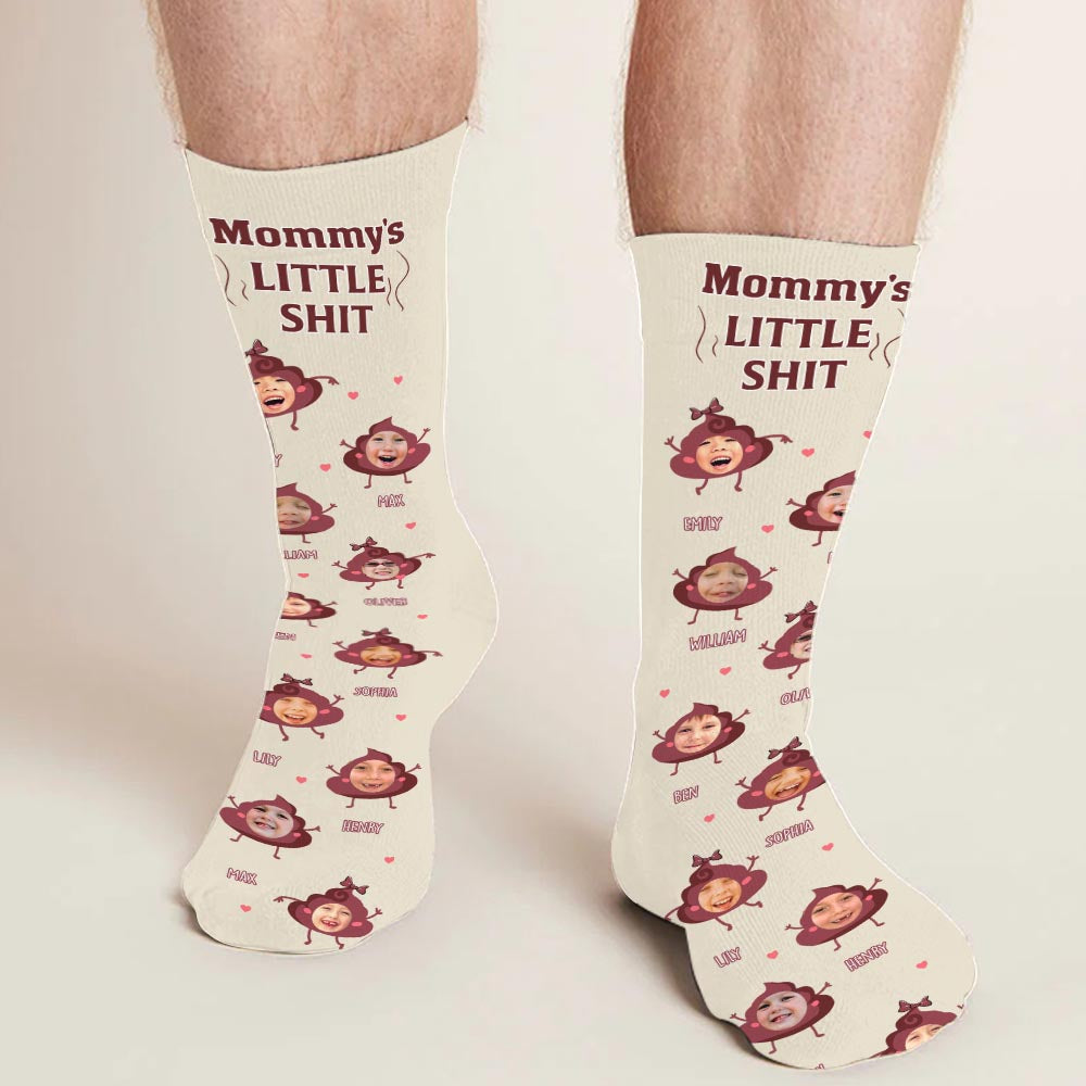 Daddy Little Shits - Gift for dad, grandma, grandpa, mom, uncle, aunt, brother, sister - Personalized Socks