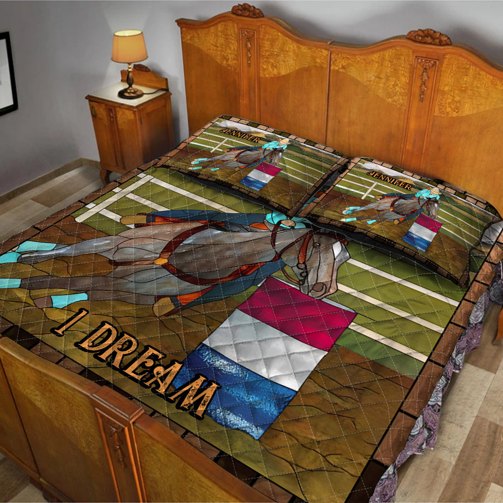 3 Barrels 2 Hearts 1 Dream - Personalized Horse Quilt Set
