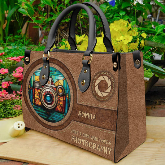 Just A Girl Who Loves Photography - Personalized Photography Leather Handbag