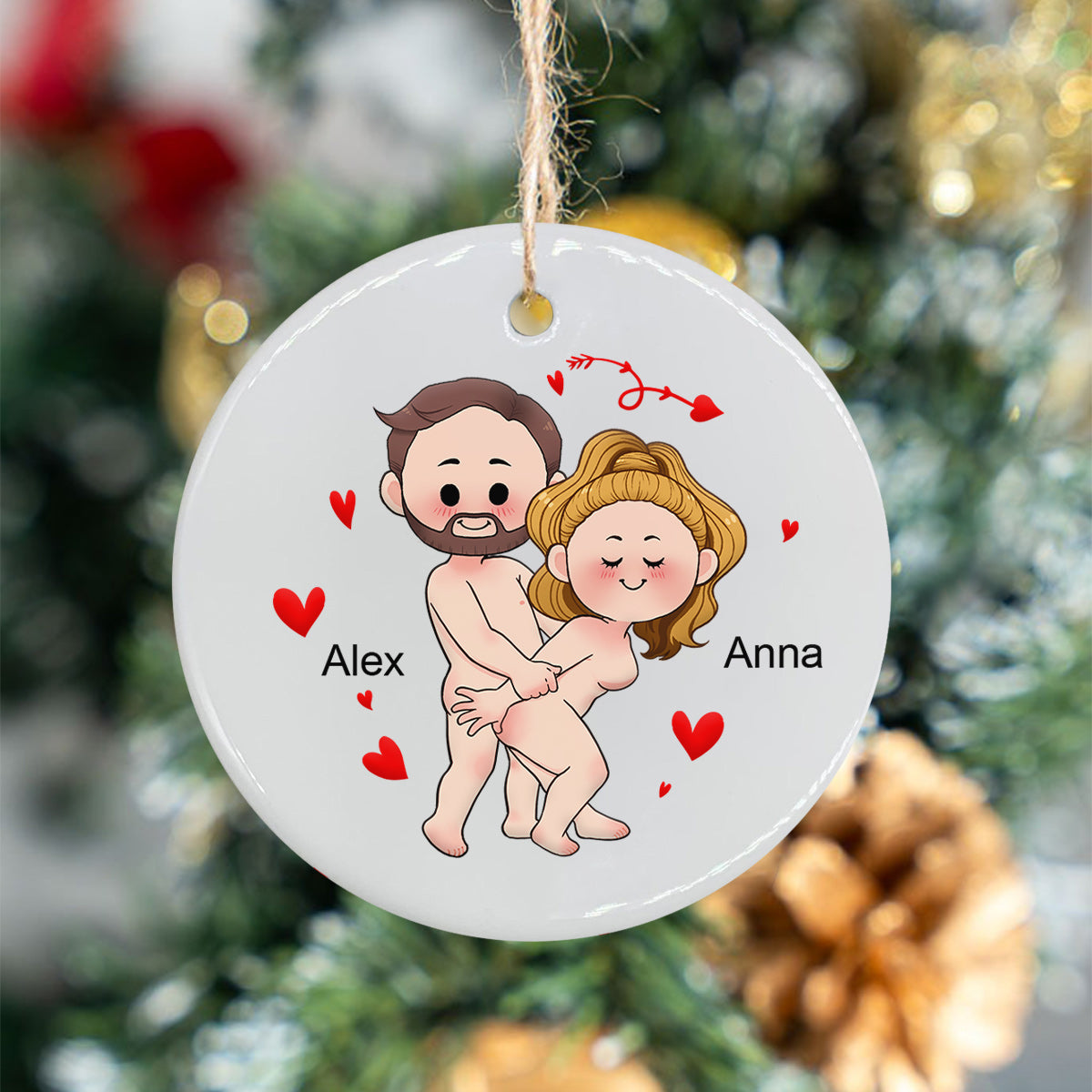 I Just Want You To Be Happy Custom Screenshot Messages - gift for boyfriend, girlfriend, wife, husband - Personalized Ceramic Circle Ornament