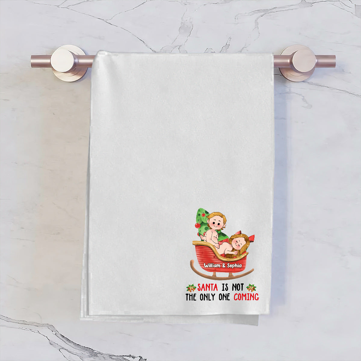 Santa Is Not The Only One Coming - Personalized Couple Towel