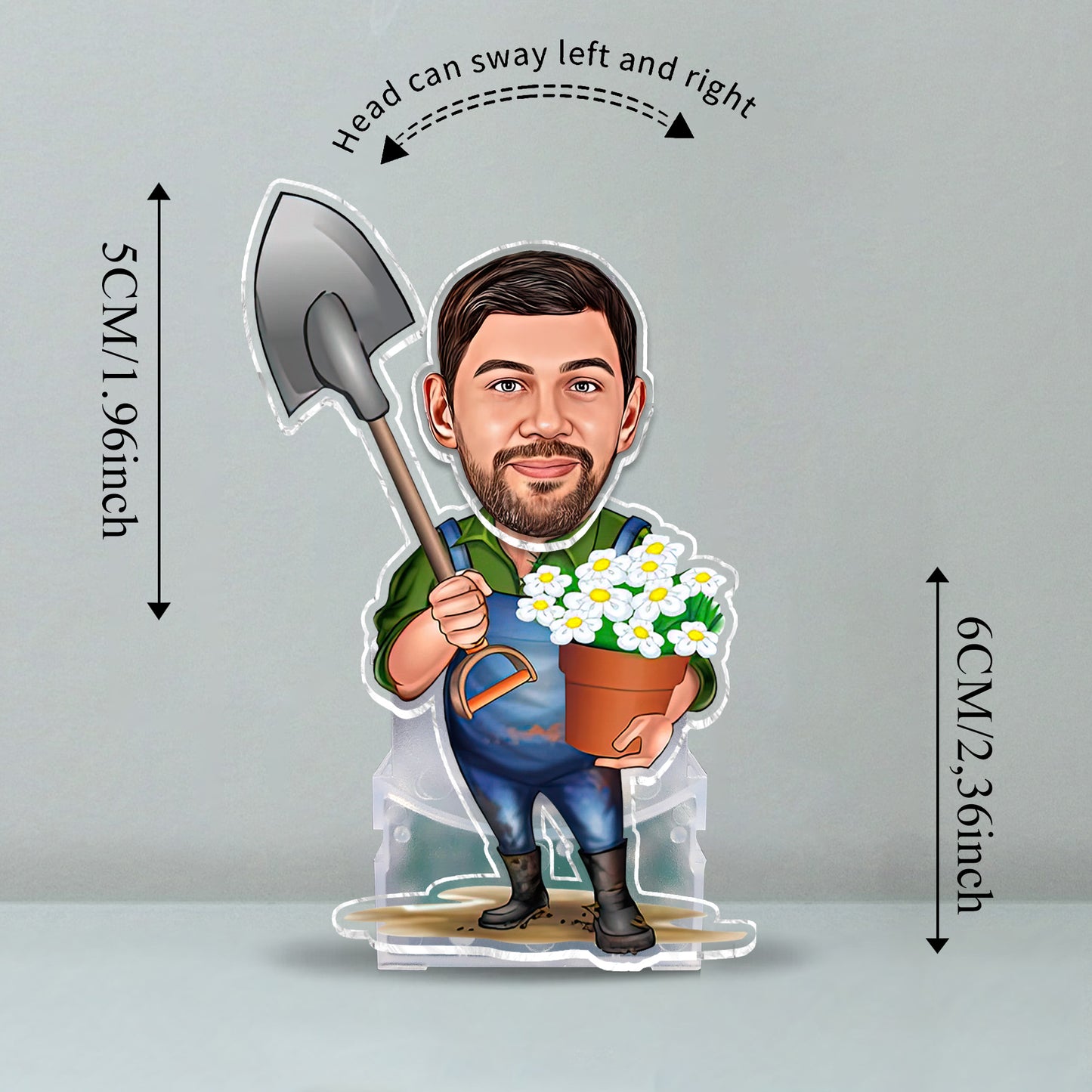 Gardener Caricature - Personalized Gardening Custom Shaking Head