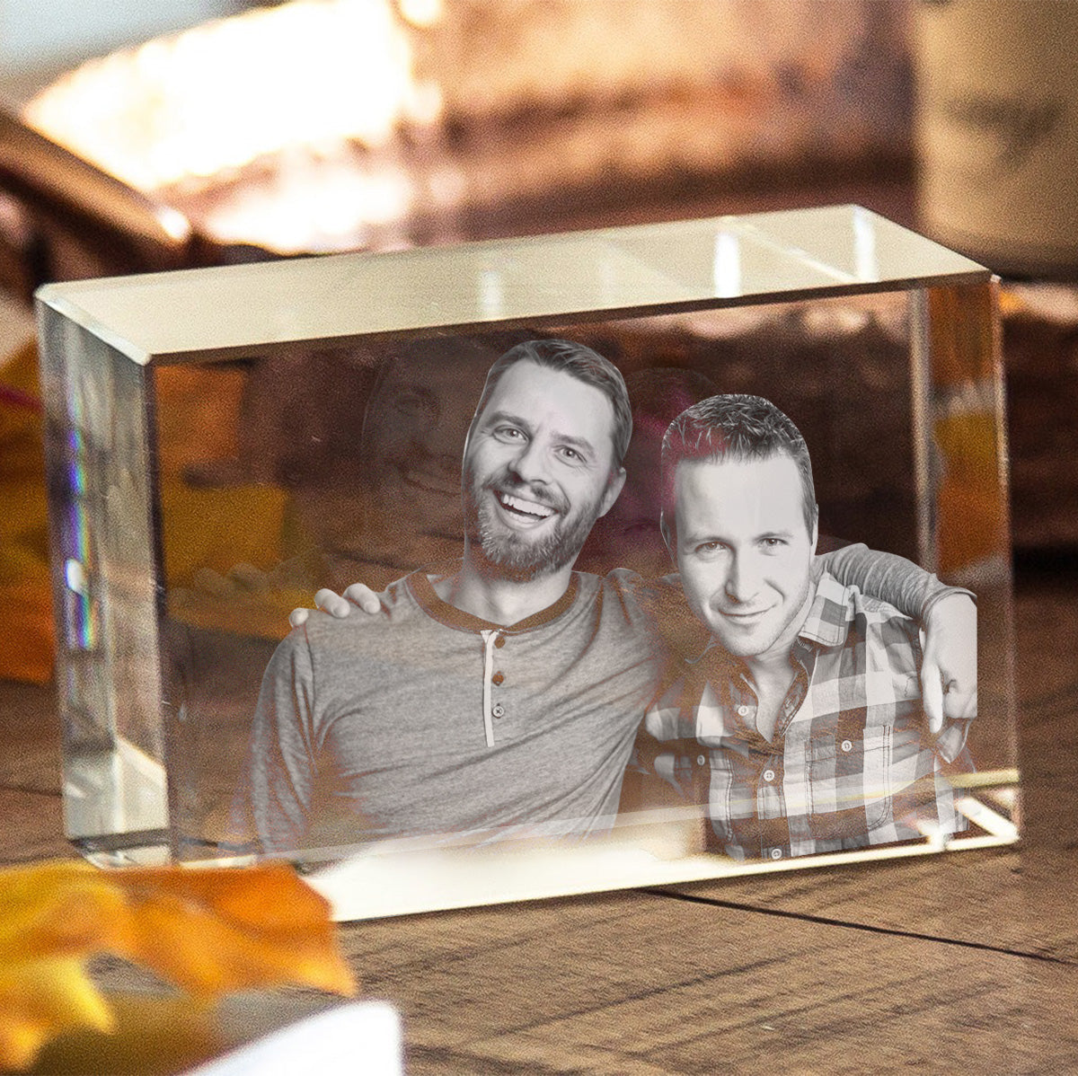 Custom Photo - Personalized Son Laser Engraving 3D Cuboid Shaped Crystal Lamp