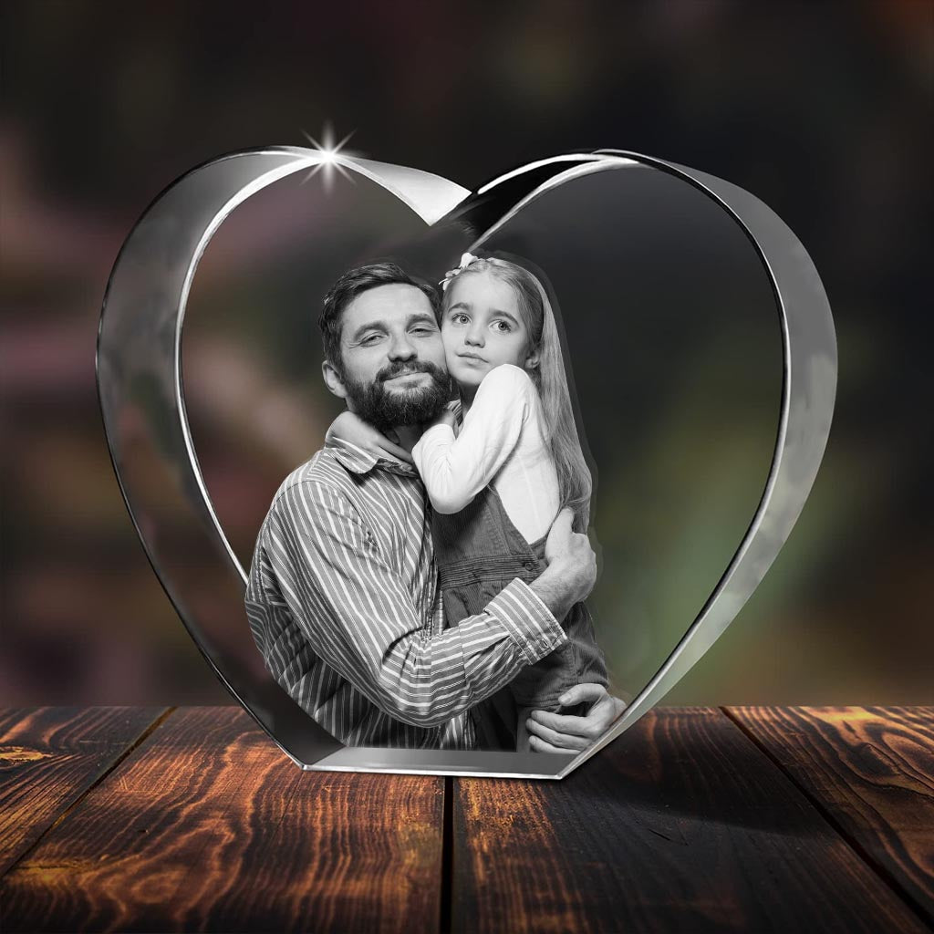 Lampe en cristal 3D en forme de cœur avec gravure laser personnalisée pour beau-père