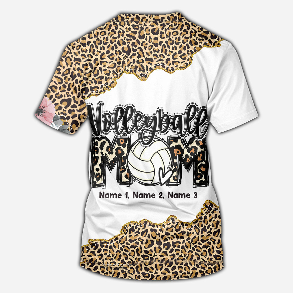 Volleyball Mom Leopard - Personalized Volleyball All Over Shirt