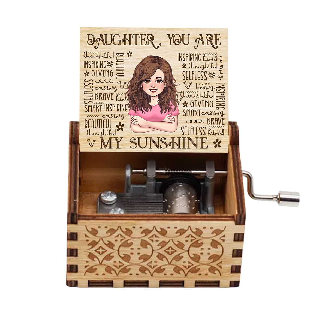 Mom You Are My Sunshine - Gift for mom, grandma, daughter, wife, aunt - Personalized Hand Crank Music Box