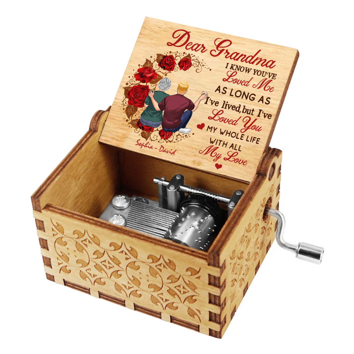 Mom I've Loved You - Gift for mom, grandma, husband, wife, aunt, sister, brother - Personalized Hand Crank Music Box