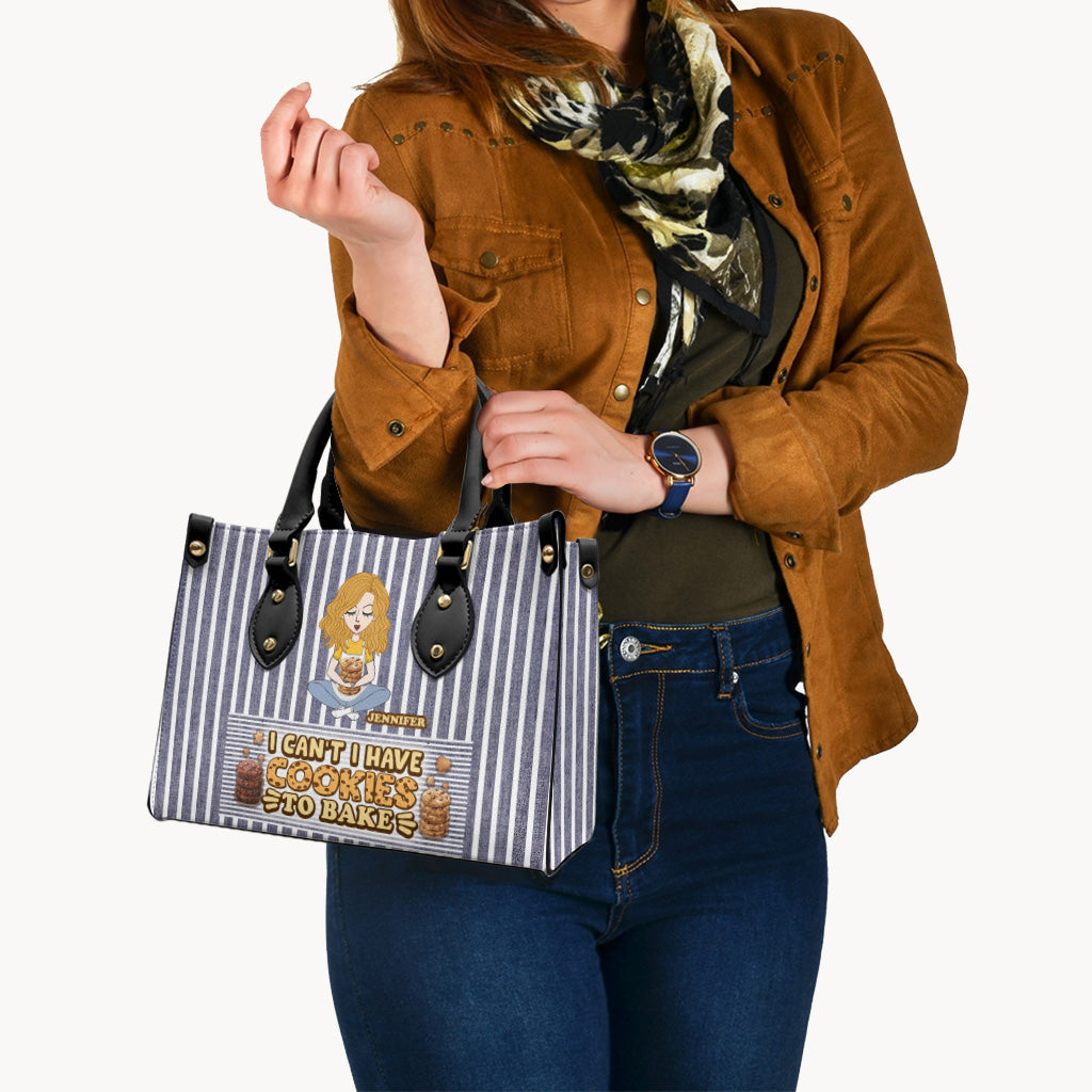 I Can't I Have Cookies To Bake - Personalized Baking Leather Handbag