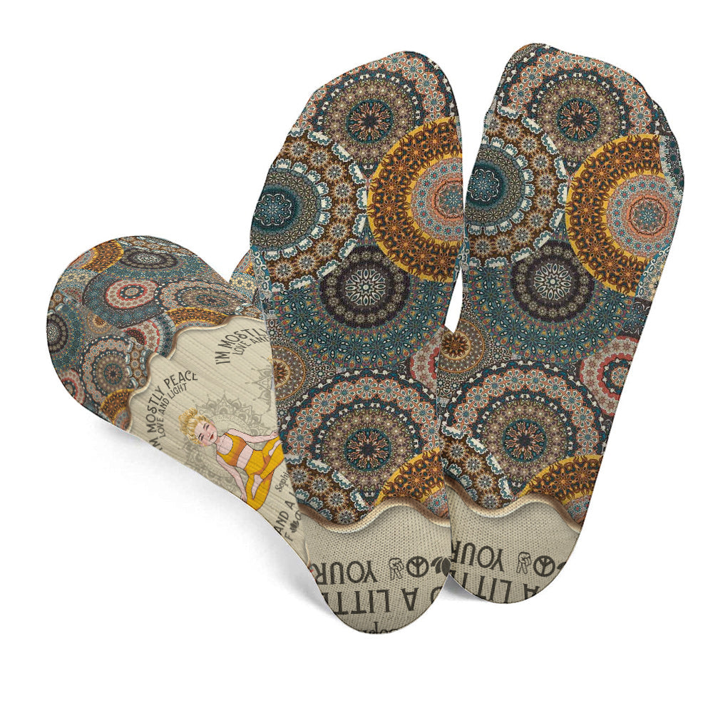 I'm Mostly Peace Love And Light - Personalized Yoga Socks