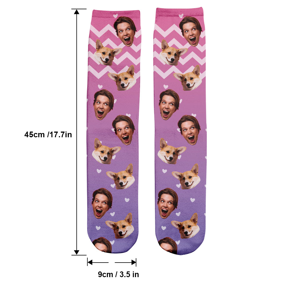 Custom Face Purple Pattern - Personalized Dog Socks