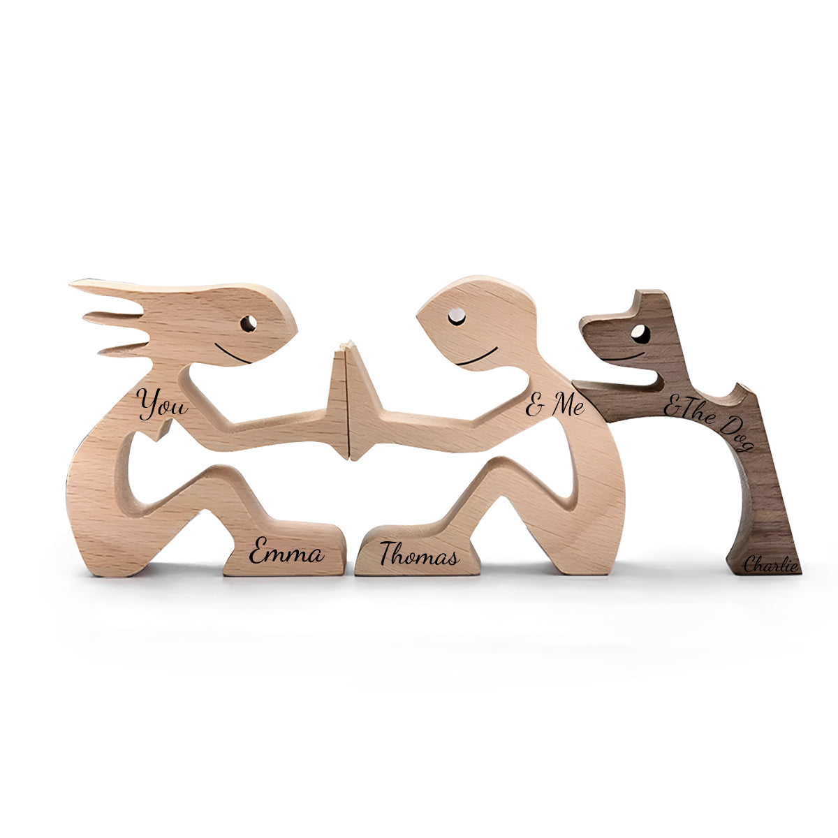 You & Me And The Dog - Personalized Couple Decorative Figures