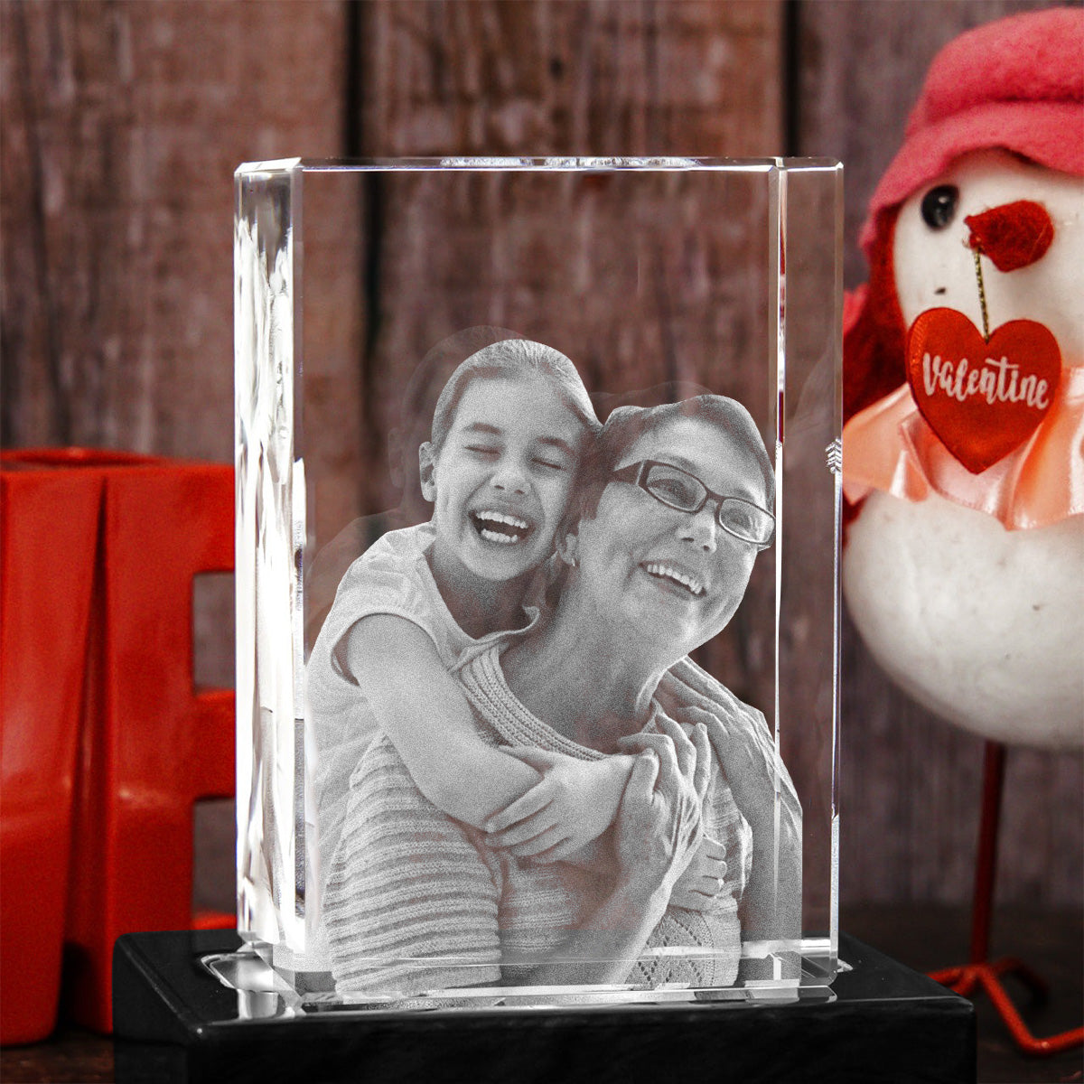 Custom Photo - Personalized Grandma Laser Engraving 3D Cuboid Shaped Crystal Lamp