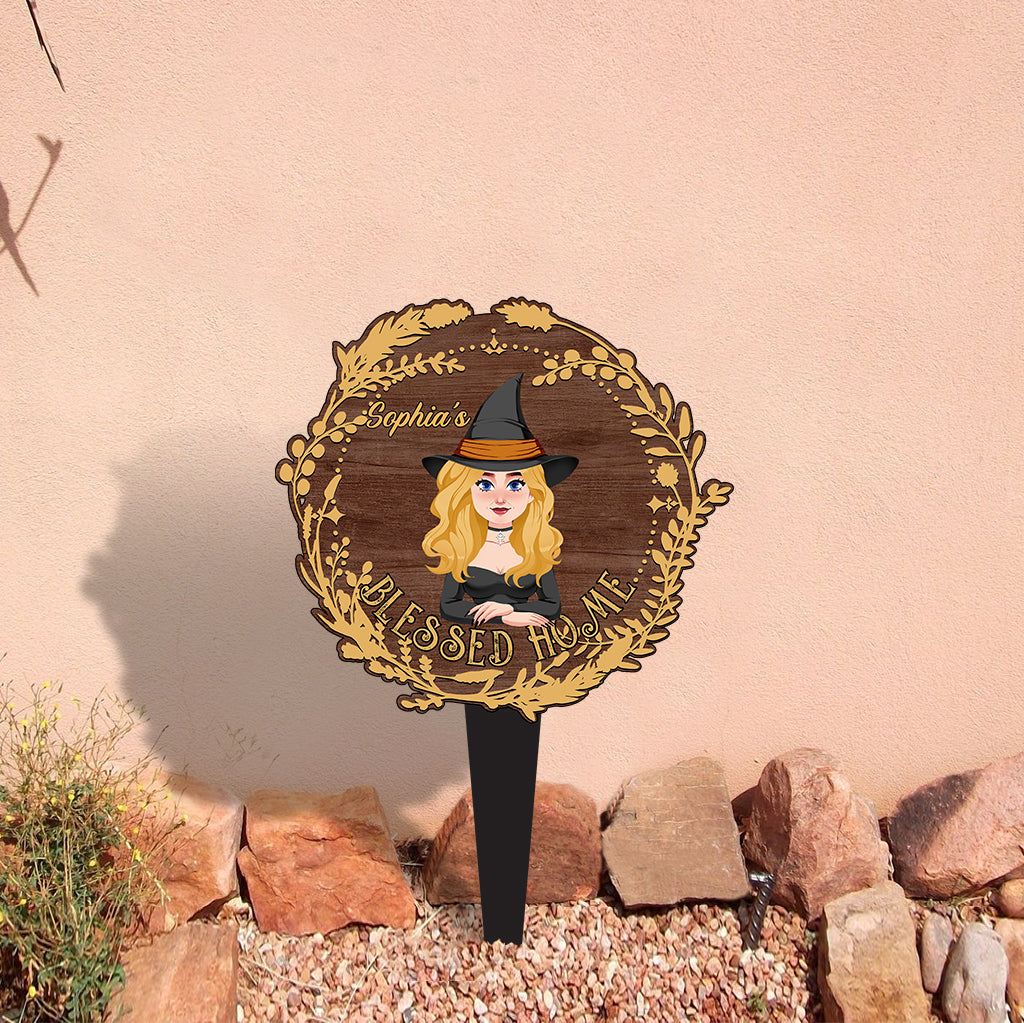 Blessed Home - Personalized Witch Acrylic Garden Sign