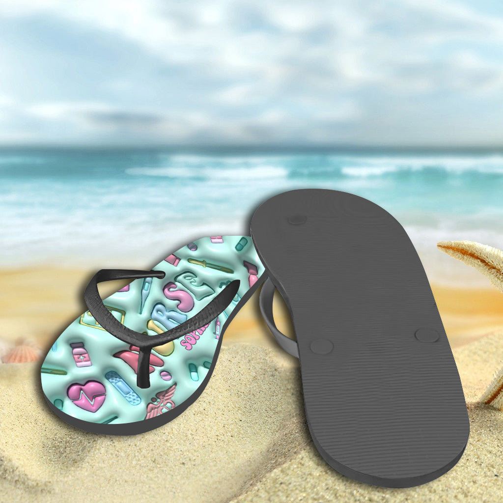 Krankenschwesterleben – Personalisierte Flip-Flops für Krankenschwestern
