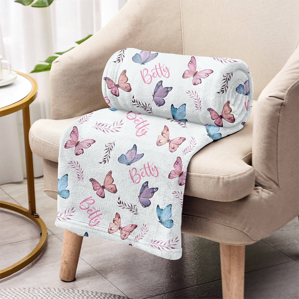 Couverture personnalisée papillon pour nouveau-né