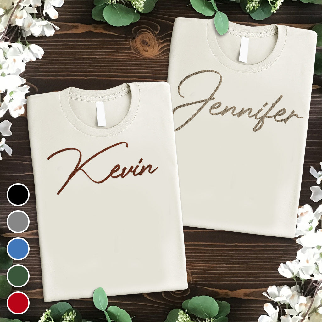 Custom Name - Personalized Sibling Embroidered T-shirt