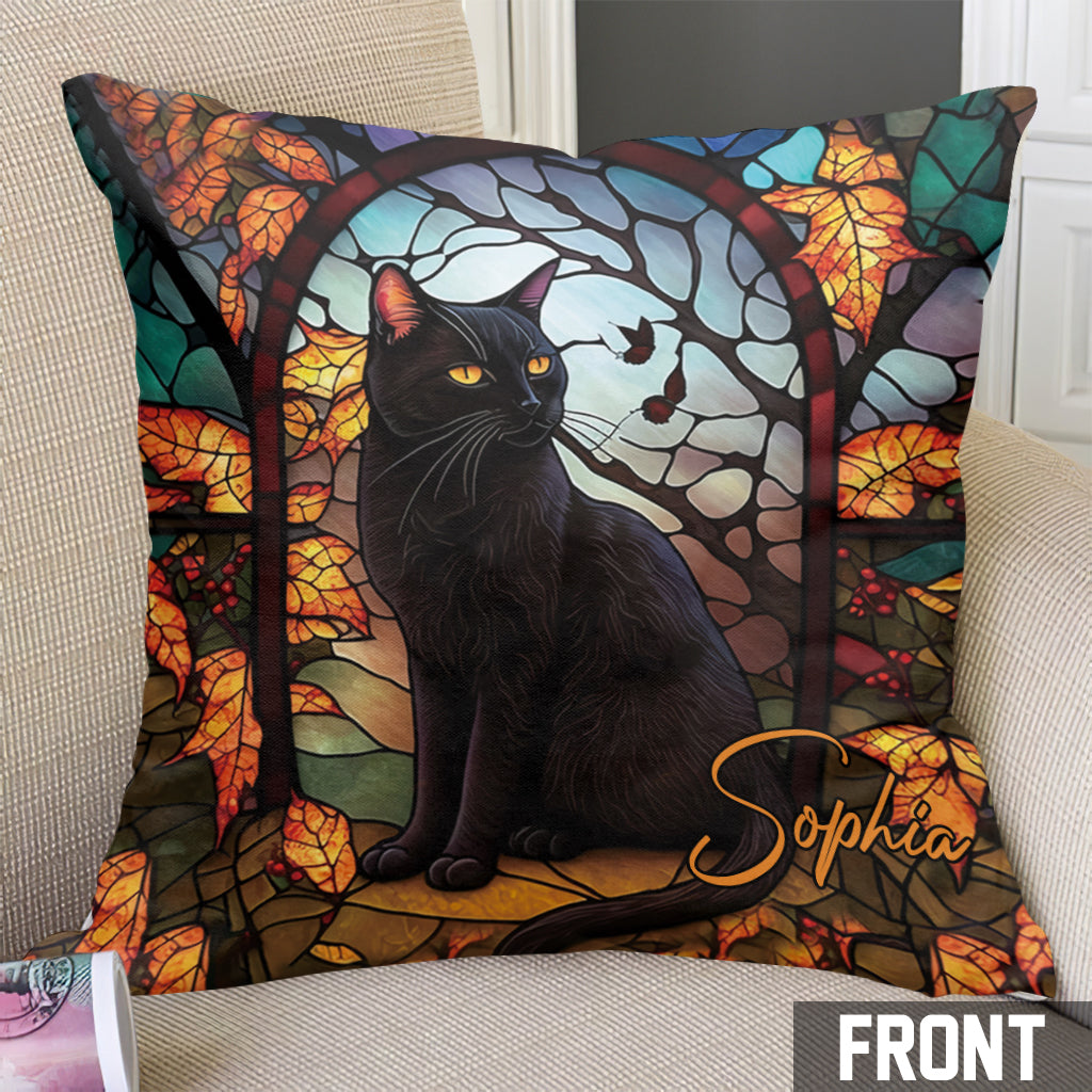 Black Cat - Personalized Black Cat Throw Pillow
