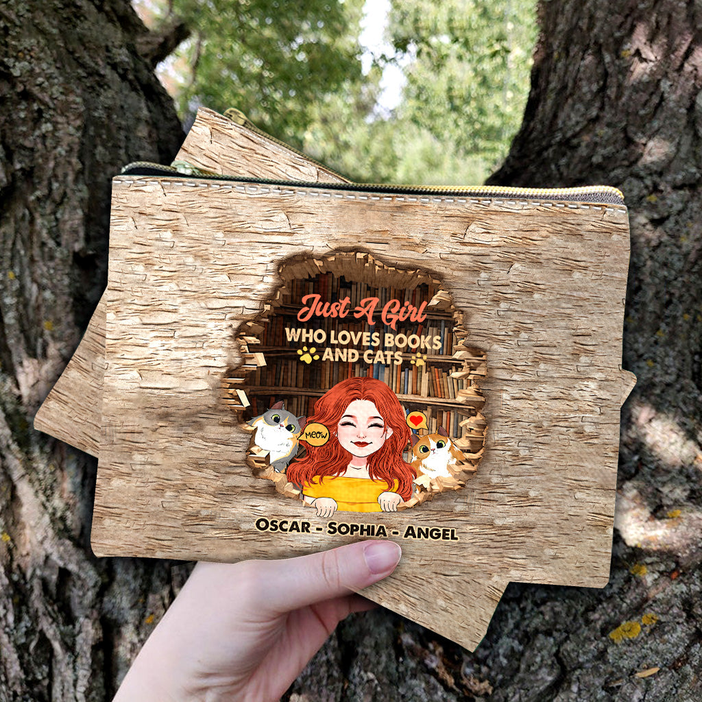 Love Books And Cats - Personalized Book Pouch