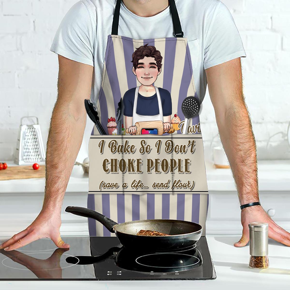 I Bake So I Don’t Choke People - Baking gift for mom, dad, daughter, son, girlfriend, boyfriend, wife, husband, sister, brother, friend - Personalized Apron