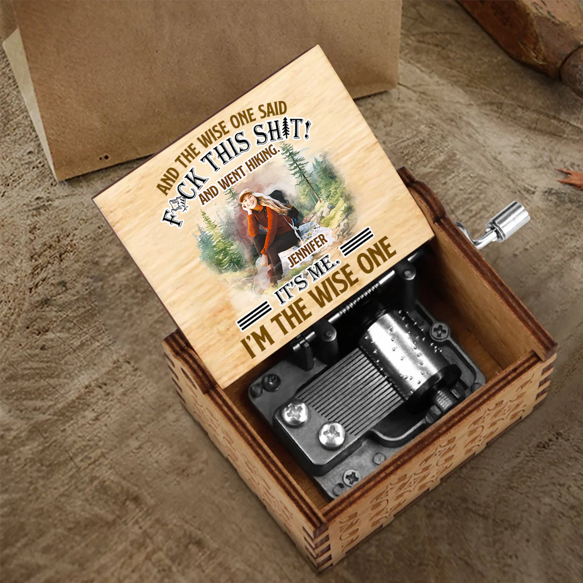 Et le sage dit - Boîte à musique à manivelle personnalisée pour la randonnée