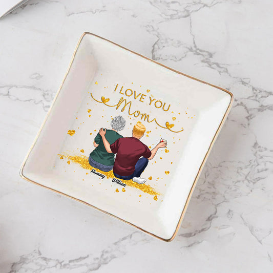 I Love You Mom - Personalized Mother Jewelry Dish