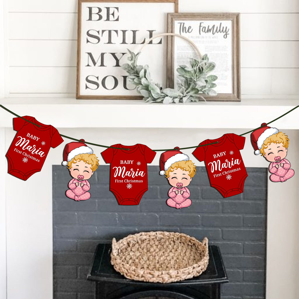 Baby 1st Christmas - Gift for Newborn - Personalized 6 Pieces Garland