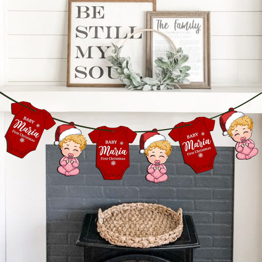 Guirlande personnalisée de 6 pièces pour le premier Noël de bébé - Cadeau de naissance