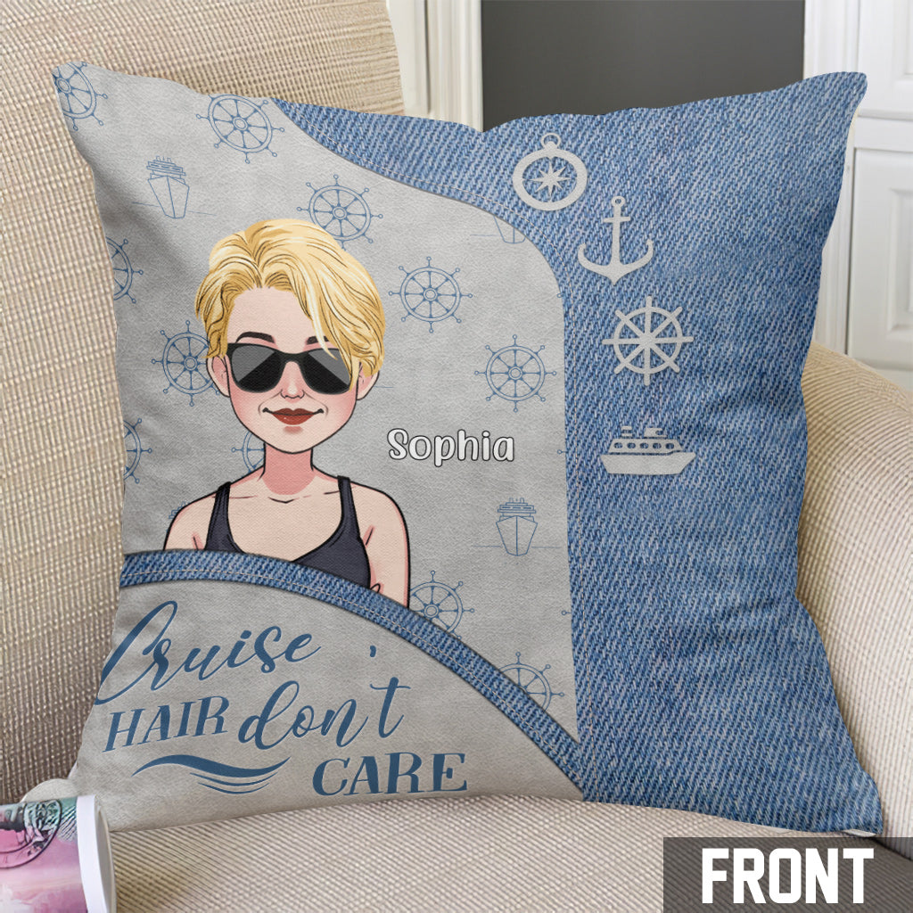 Cruise Hair Don't Care - Personalized Cruising Throw Pillow